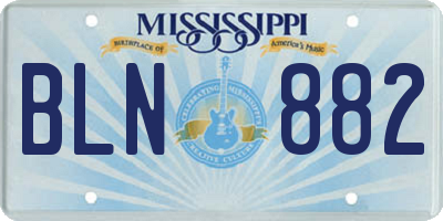 MS license plate BLN882