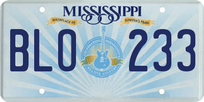 MS license plate BLO233