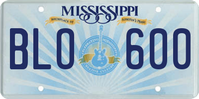 MS license plate BLO600