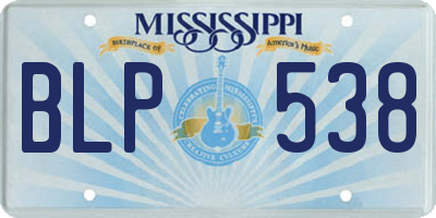 MS license plate BLP538