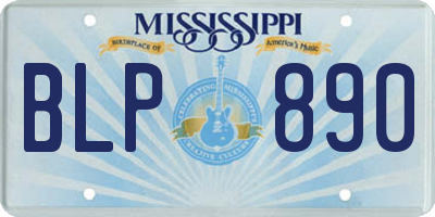 MS license plate BLP890