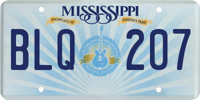 MS license plate BLQ207