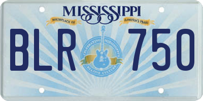 MS license plate BLR750