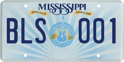 MS license plate BLS001
