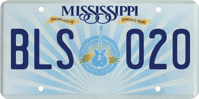 MS license plate BLS020