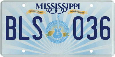 MS license plate BLS036