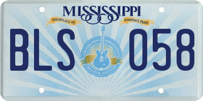 MS license plate BLS058
