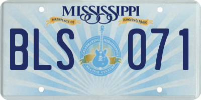 MS license plate BLS071