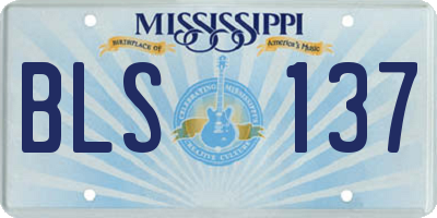 MS license plate BLS137