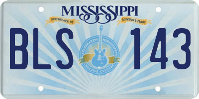 MS license plate BLS143