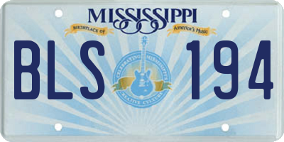 MS license plate BLS194