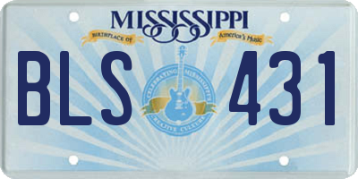 MS license plate BLS431