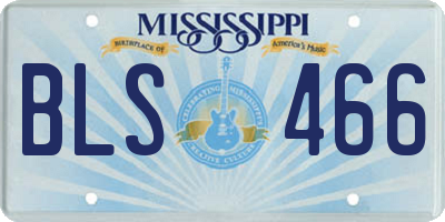 MS license plate BLS466