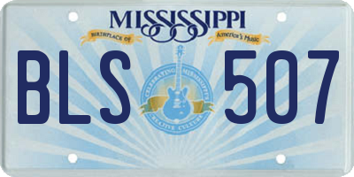 MS license plate BLS507