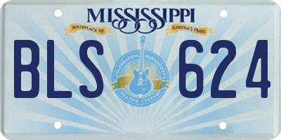 MS license plate BLS624