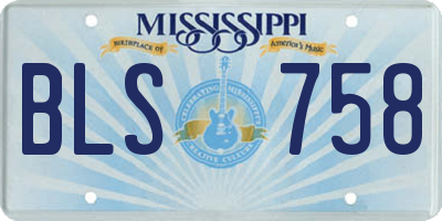 MS license plate BLS758