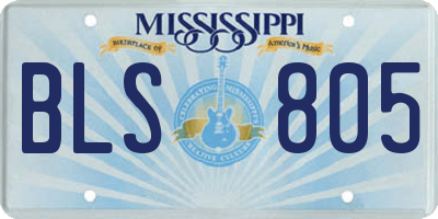 MS license plate BLS805