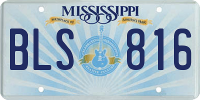 MS license plate BLS816