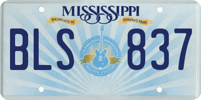 MS license plate BLS837