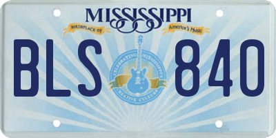 MS license plate BLS840