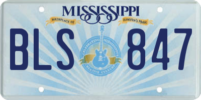 MS license plate BLS847
