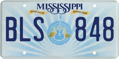 MS license plate BLS848