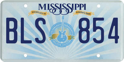 MS license plate BLS854