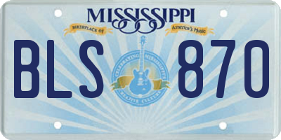 MS license plate BLS870