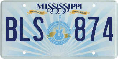 MS license plate BLS874