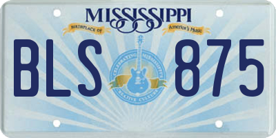 MS license plate BLS875