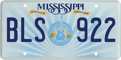 MS license plate BLS922