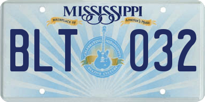 MS license plate BLT032