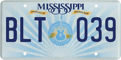 MS license plate BLT039