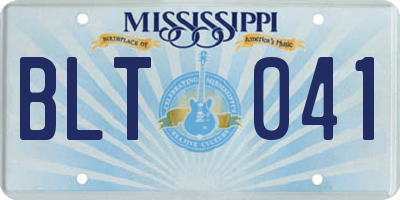 MS license plate BLT041