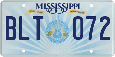 MS license plate BLT072