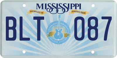 MS license plate BLT087