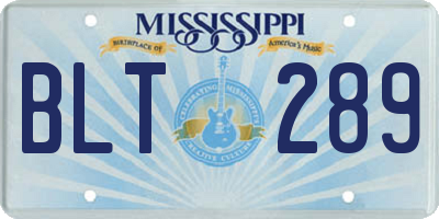 MS license plate BLT289