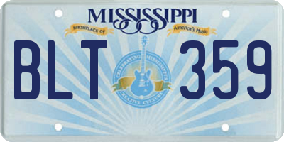 MS license plate BLT359