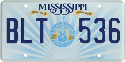 MS license plate BLT536