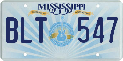 MS license plate BLT547