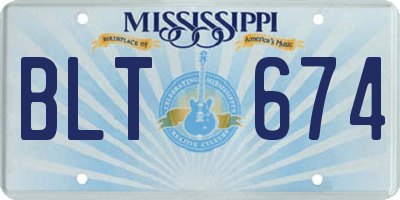 MS license plate BLT674