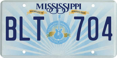 MS license plate BLT704