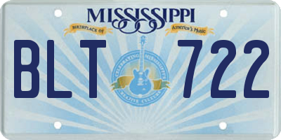 MS license plate BLT722
