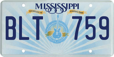 MS license plate BLT759