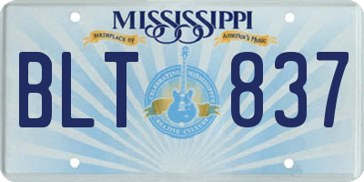 MS license plate BLT837