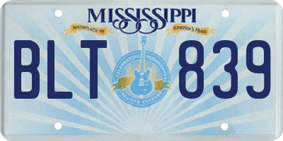 MS license plate BLT839