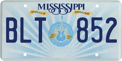 MS license plate BLT852