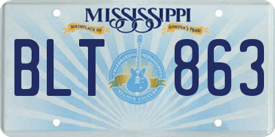 MS license plate BLT863