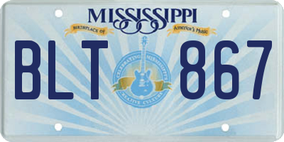 MS license plate BLT867