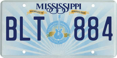 MS license plate BLT884